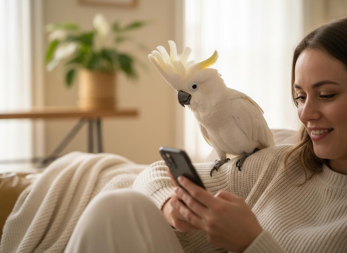 Cockatoo on shoulder