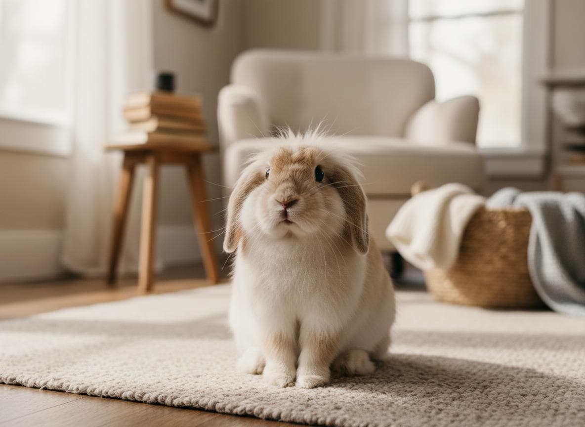 Fluffy rabbit at home